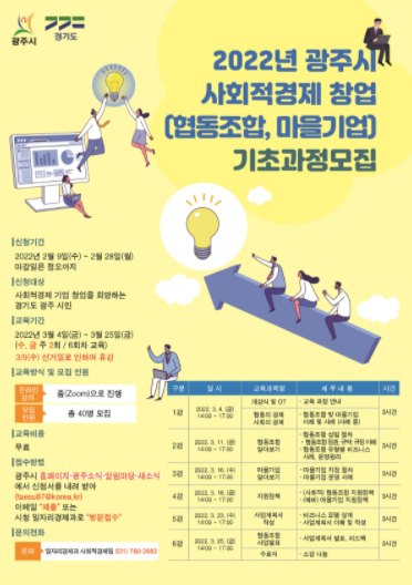 광주시 2022년 사회적경제 창업(협동조합, 마을기업) 기초 교육과정 수강생 모집