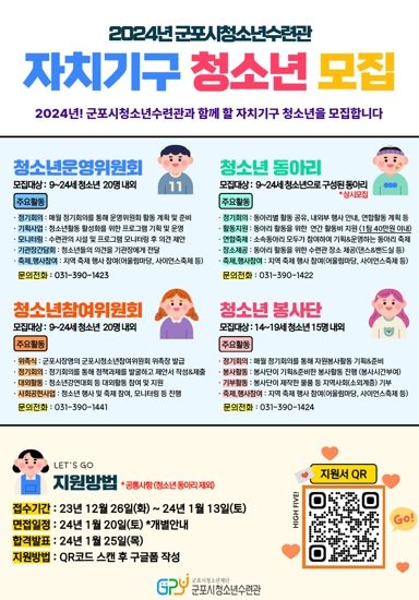 군포시청소년수련관, 2024년 자치기구 청소년 모집