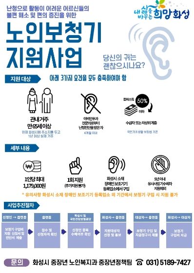 화성시, 2024년 노인 보청기·성인용 보행기 지원 대상자 모집