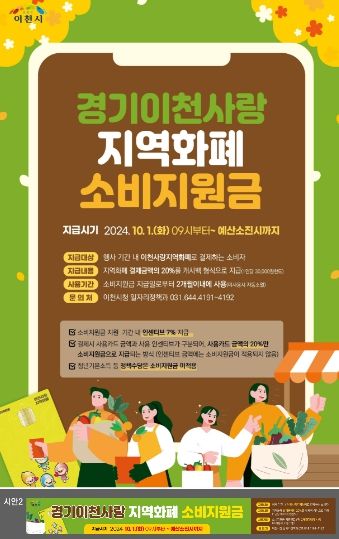 이천시, 경기이천사랑 지역화폐 소비지원금 10억 원 지원