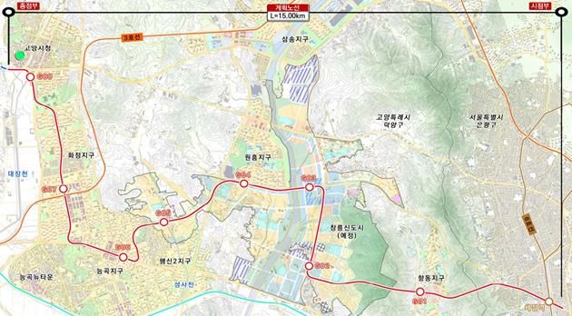 고양은편성 기본계획 노선도