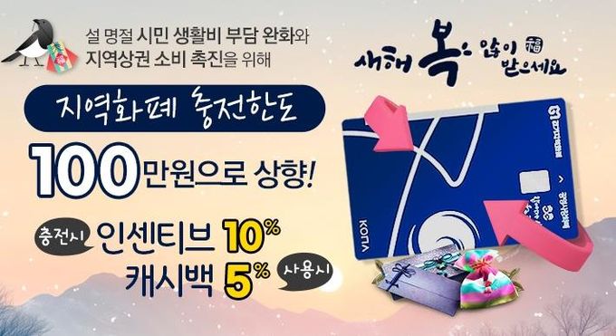 광명사랑화폐 2월 충전한도 상향 안내문.