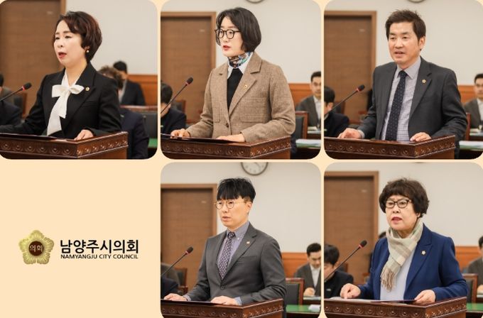 왼쪽윗줄부터 시계방향 : 정현미 의원, 박은경 의원, 김동훈 의원, 이정애 의원, 원주영 의원