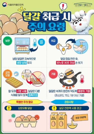 식품의약품안전처 '달걀 취급 주의 요령' 안내문.